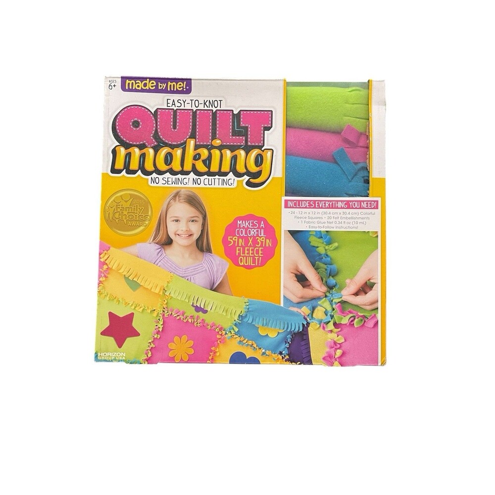 Made By Me Easy to Knot Quilt Making Kit by Horizon Group USA, No Sewing, 59x39